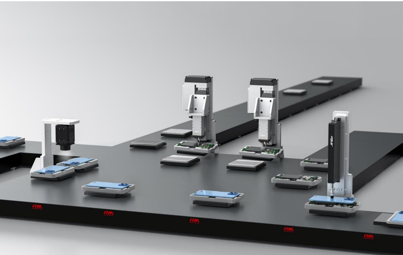 Software-defined planar maglev paths replacing fixed conveyor geometry on flexible 3C production lines